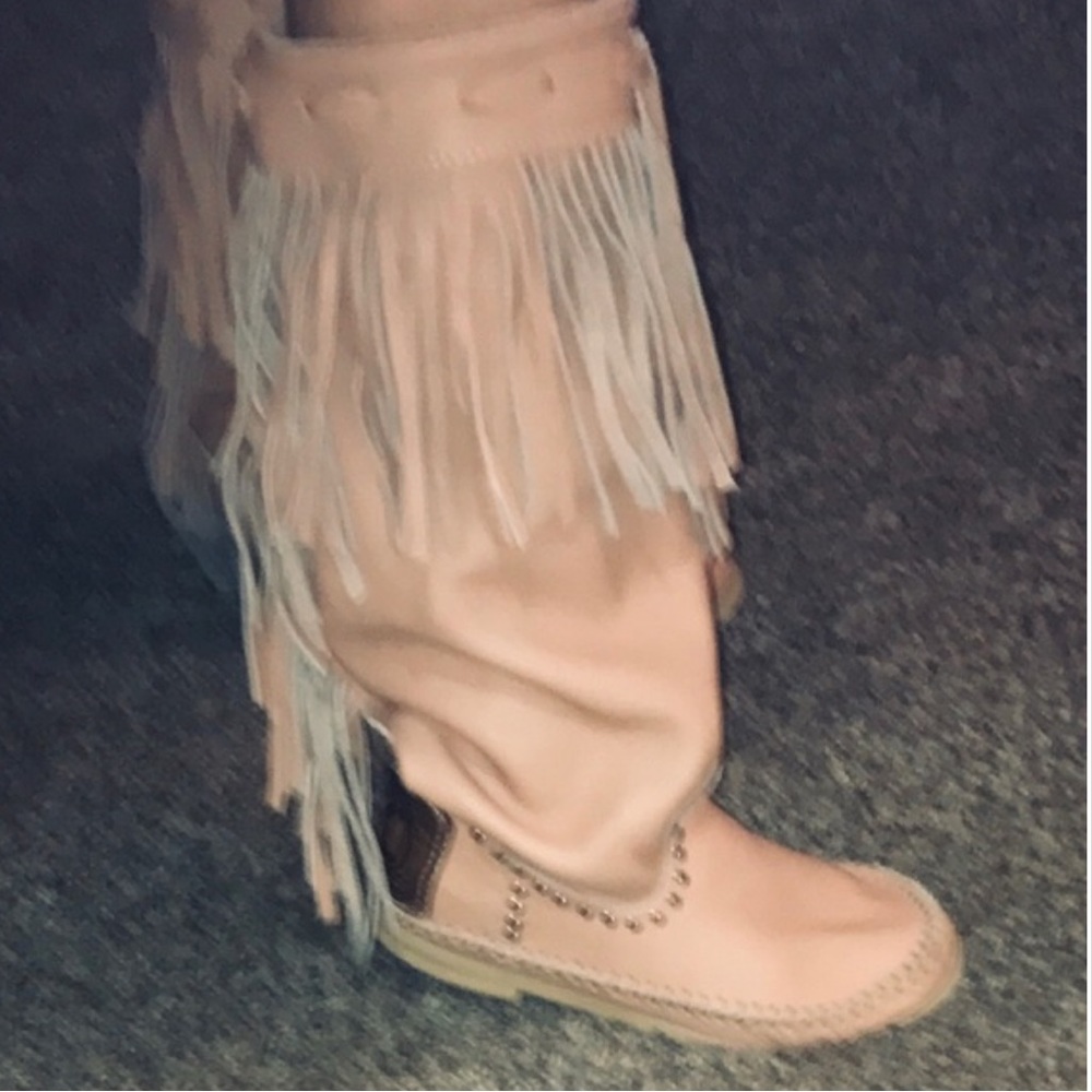 $250 Hector Riccione leather Indianino boots w/Fringe 7